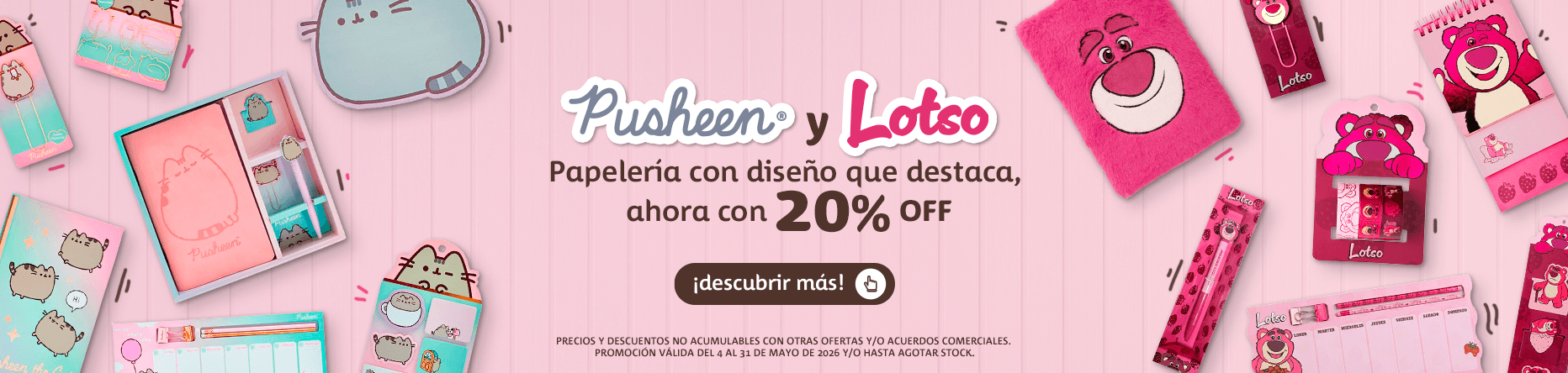20% off Pusheen y Lotso