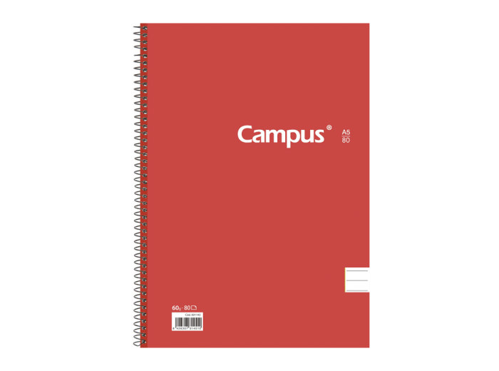 Cuaderno Campus University Tapa flexible rayado A5 con espiral 80 hojas 60 grs Paquete x 6
