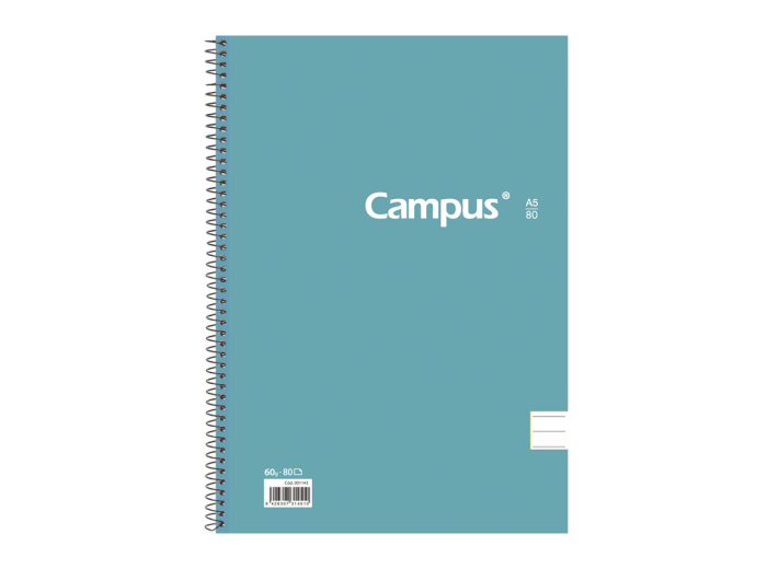 Cuaderno Campus University Tapa flexible rayado A5 con espiral 80 hojas 60 grs Paquete x 6