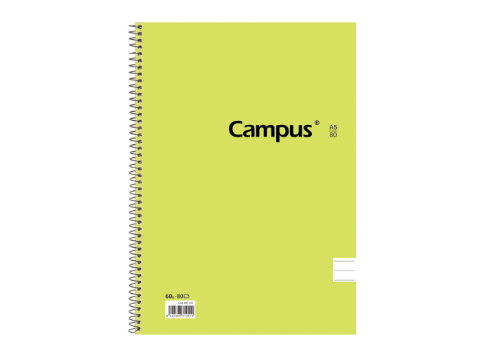Cuaderno Campus University Tapa flexible rayado A5 con espiral 80 hojas 60 grs Paquete x 6