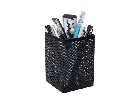 Portalápiz cuadrado en metal calado Plus Office color negro B8393