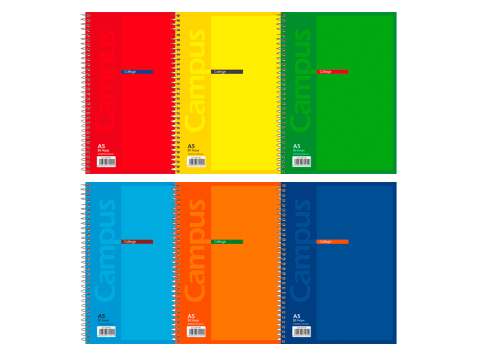 Cuadernola Campus University tapa flexible rayada con espiral 80 hojas 60 grs Paquete x 10