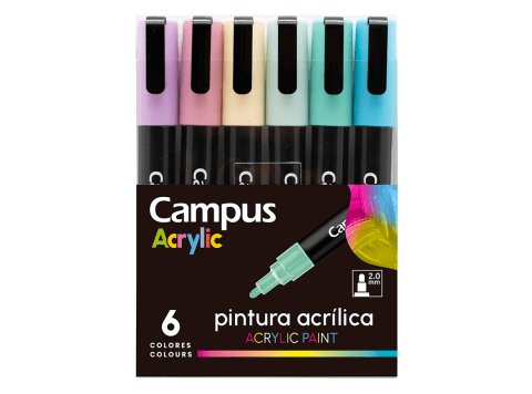 Marcadores Campus Acrylic 6 colores