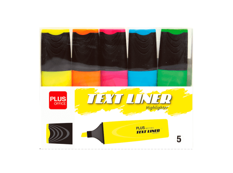 Marcador fluorescente Plus Office Estuche x 5 colores