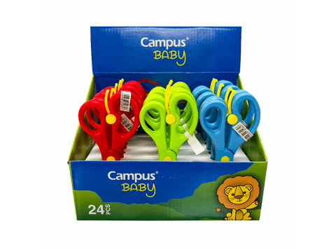 Tijera escolar de plástico Campus University 3 colores 13 cm Caja x 24 unidades