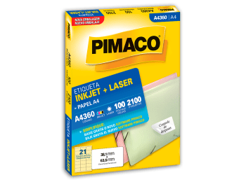 Etiquetas para láser e inkjet Pimaco A4360 color blanco A4 38,1 x 63,5 mm Caja x 2100