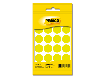 Etiquetas autoadhesivas Pimaco TP19 color amarillo flúo 19 mm Paquete x 100 etiquetas