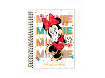 Cuadernola Tilibra Minnie Mouse Tapa dura rayada con espiral 160 hojas