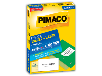 Etiquetas para láser e inkjet Pimaco A4350 color blanco A4 55,8 x 99 mm Caja x 1000