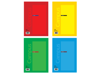 Block con espiral Campus tapa flexible, contratapa dura rayado 80 hojas A4 Paquete x 5 unidades