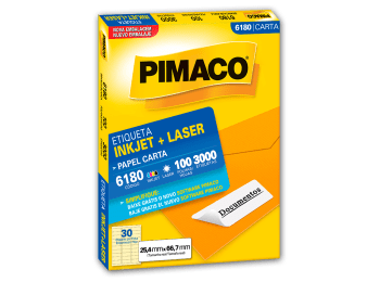 Etiquetas para láser e inkjet Pimaco 6180 color blanco Carta 25,4 x 66,7 mm Caja x 3000
