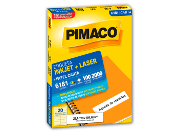 Etiquetas para láser e inkjet Pimaco 6181 color blanco Carta 25,4 x 101,6 mm Caja x 2000
