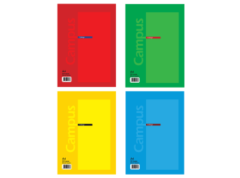 Block con espiral Campus tapa flexible, contratapa dura rayado 80 hojas A4 Caja master x 40 unidades