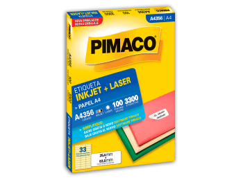 Etiquetas para láser e inkjet Pimaco A4356 color blanco A4 25,4 x 63,5 mm Caja x 3300