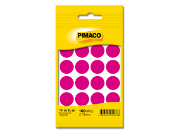 Etiquetas autoadhesivas Pimaco TP19 color rosado flúo 19 mm Paquete x 100 unidades
