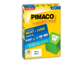Etiquetas para láser e inkjet Pimaco A4361 color blanco A4 46,5 x 63,5 mm Caja x 1800