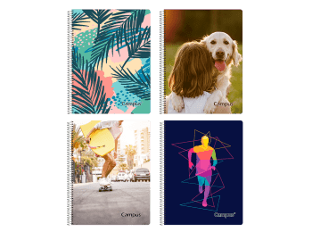 Cuadernola fantasía Campus tapa dura rayada con espiral 96 hojas Caja master x 40