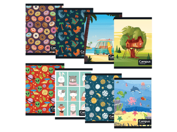 Cuaderno Campus tapa flexible rayado con margen engrampado 48 hojas Caja master x 80 unidades