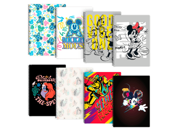 Cuadernola Disney tapa flexible rayada con espiral 80 hojas 55 grs Caja master x 30 unidades