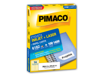 Etiquetas para láser e inkjet Pimaco 6182 color blanco Carta 33,9 x 101,6 mm Caja x 1400