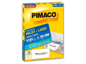 Etiquetas para láser e inkjet Pimaco 6183 color blanco Carta 50,8 x 101,6 mm Caja x 1000