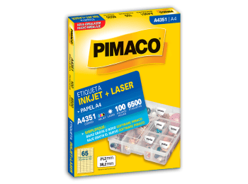 Etiquetas para láser e inkjet Pimaco A4351 color blanco A4 21,2 x 38,2 mm Caja x 6500