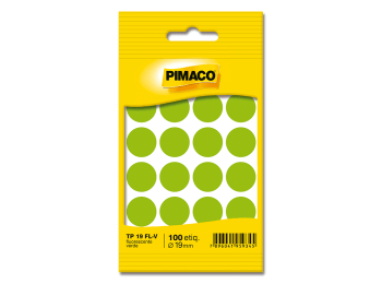 Etiquetas autoadhesivas Pimaco TP19 color verde flúo 19 mm Paquete 100 etiquetas