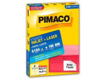 Etiquetas para láser e inkjet Pimaco 6184 color blanco Carta 84,67 x 101,6 mm Caja x 600 etiquetas