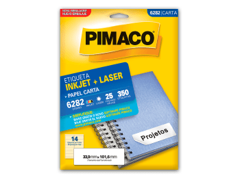 Etiquetas para láser e inkjet Pimaco 6282 color blanco Carta 33,9 x 101,6 mm Caja x 350