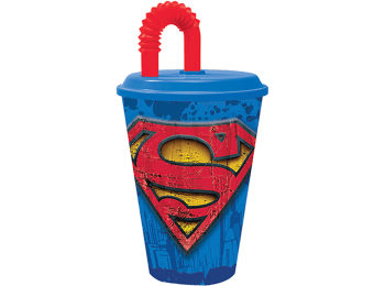 Vaso infantil con sorbito Superman 430 ml