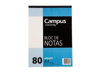 Block encolado Campus rayado microperforado 80 hojas A4 Paquete x 10 unidades